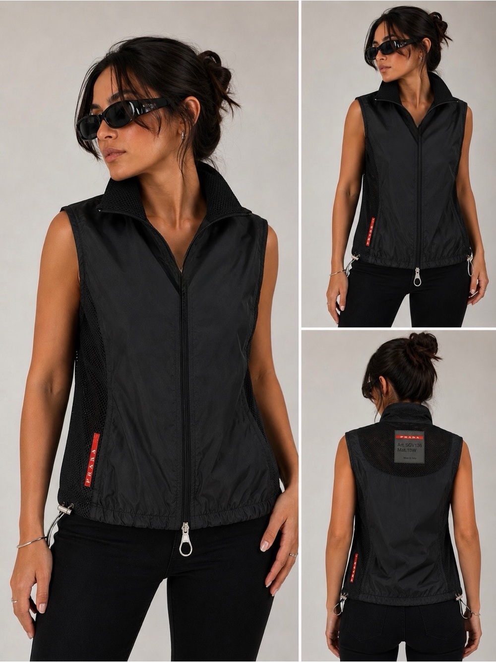 Prada Black Sleeveless Zip-Up Vest